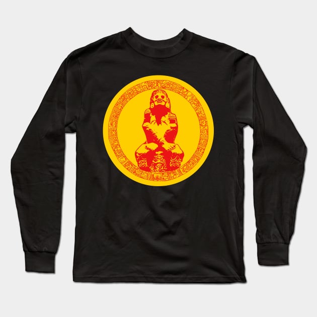 Mayan calendar ring and carving #1 Long Sleeve T-Shirt by Ricogfx